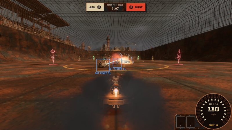 Boosting into a laser fight in the middle of the cage