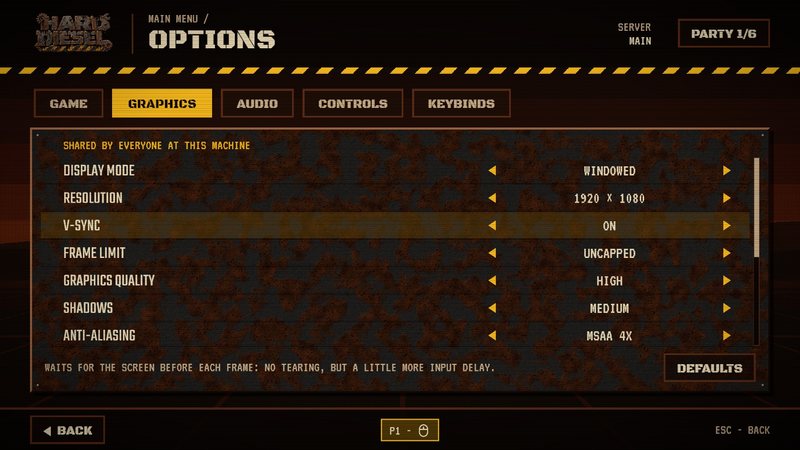 Graphics options